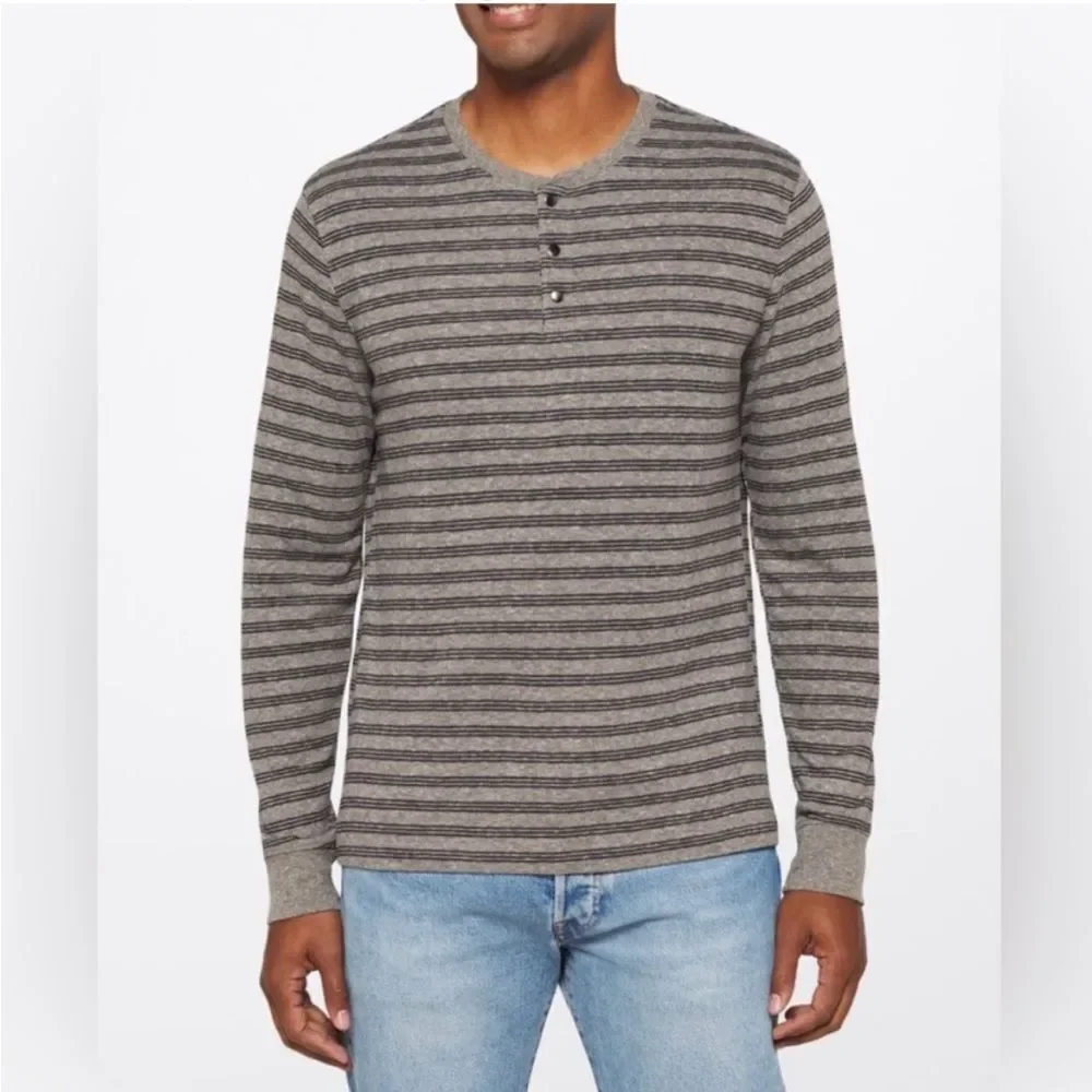 HAWKER RYE Double Knit Long Sleeve Henley Shirt Color Grey XL‎ Stitch Fix Nwt